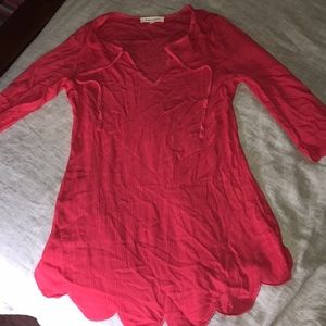 Coral scallop hem cover up